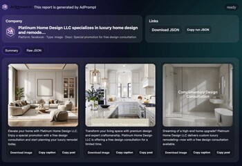 Screenshot example of AdPrompt's Creative Generation Agent on x402