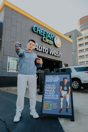 Vanderbilt QB Diego Pavia Partners with Cheetah Clean Auto Wash to Support The Second Harvest Food Bank of Middle Tennessee